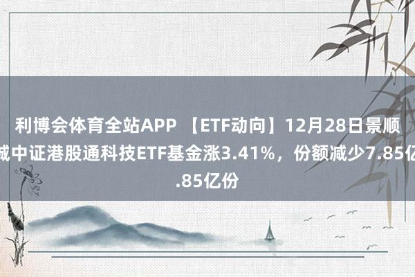 利博会体育全站APP 【ETF动向】12月28日景顺长城中证港股通科技ETF基金涨3.41%，份额减少7.85亿份