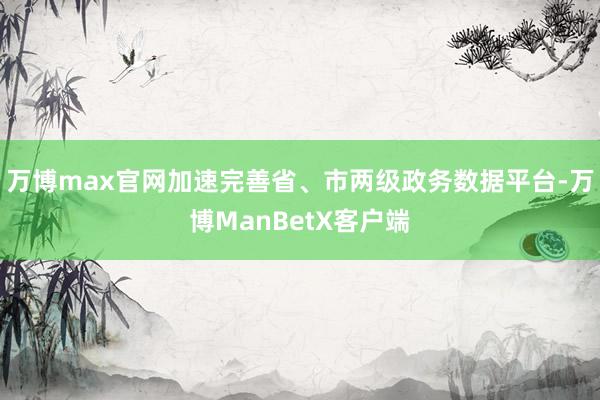 万博max官网加速完善省、市两级政务数据平台-万博ManBetX客户端