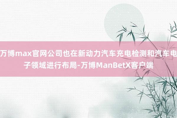 万博max官网公司也在新动力汽车充电检测和汽车电子领域进行布局-万博ManBetX客户端