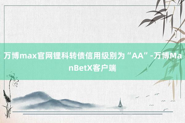 万博max官网锂科转债信用级别为“AA”-万博ManBetX客户端