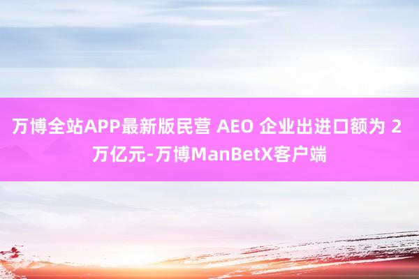 万博全站APP最新版民营 AEO 企业出进口额为 2 万亿元-万博ManBetX客户端